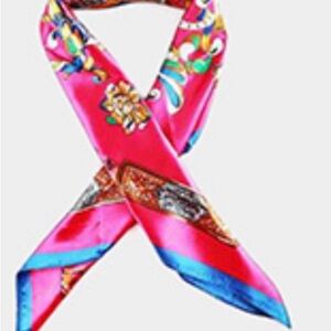 Vibrant Pink and Blue Silk Scarf